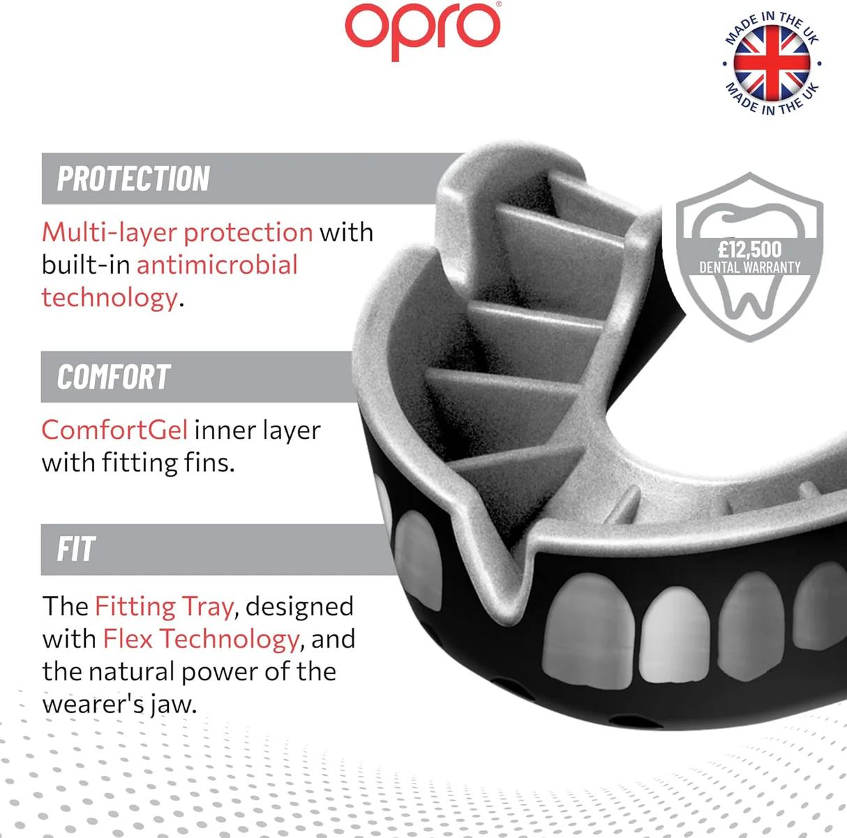 Opro Silver Level Adult Mouthguard - Black Grillz - Image 2