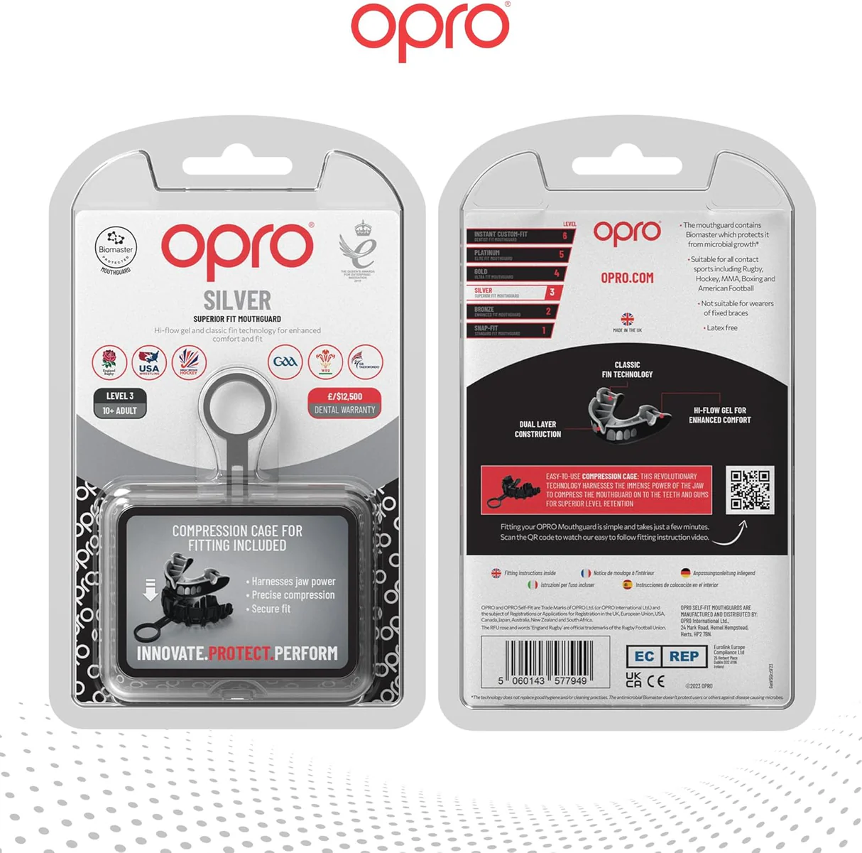 Opro Silver Level Adult Mouthguard - Black Grillz - Image 4