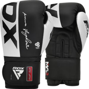 RDX F4 Boxing Gloves – Durable Training Gloves for Beginners - White/Black