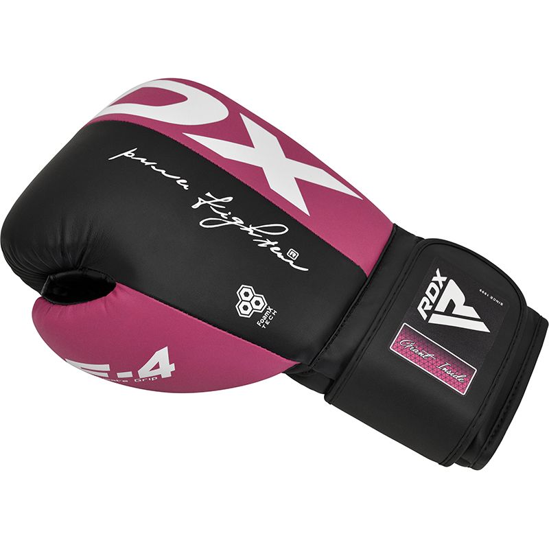 RDX F4 Boxing Gloves – Durable Training Gloves for Beginners Pink/Black - Image 2