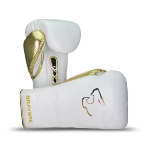 Bravose Elite Pro 2.0 Lace Boxing Gloves - White & Gold